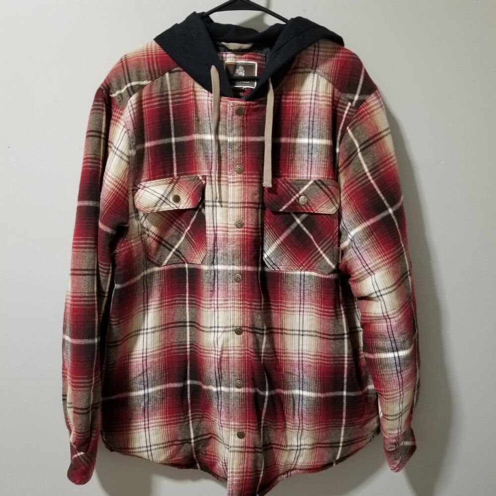 Legendary Outfitters Plaid Flannel Hooded Jacket Snap Front Men's XL - Picture 2 of 8